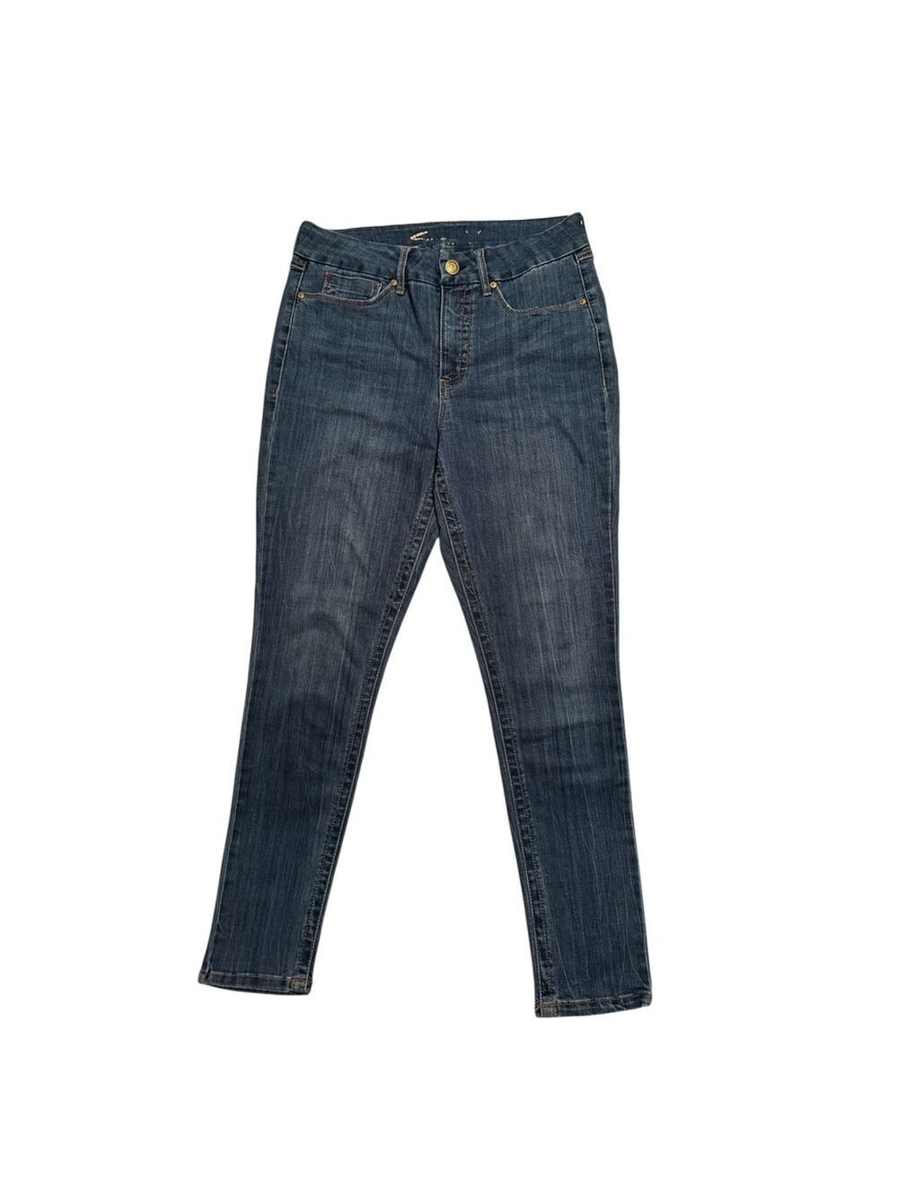 Seven7 Tummyless High Rise Skinny Jeans Womens 12 Blue Distressed Denim